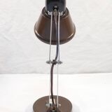 Vintage articulated desk lamp in brown metal and chrome years 60/70
