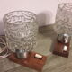 Paire de lampes de chevet verre et bois