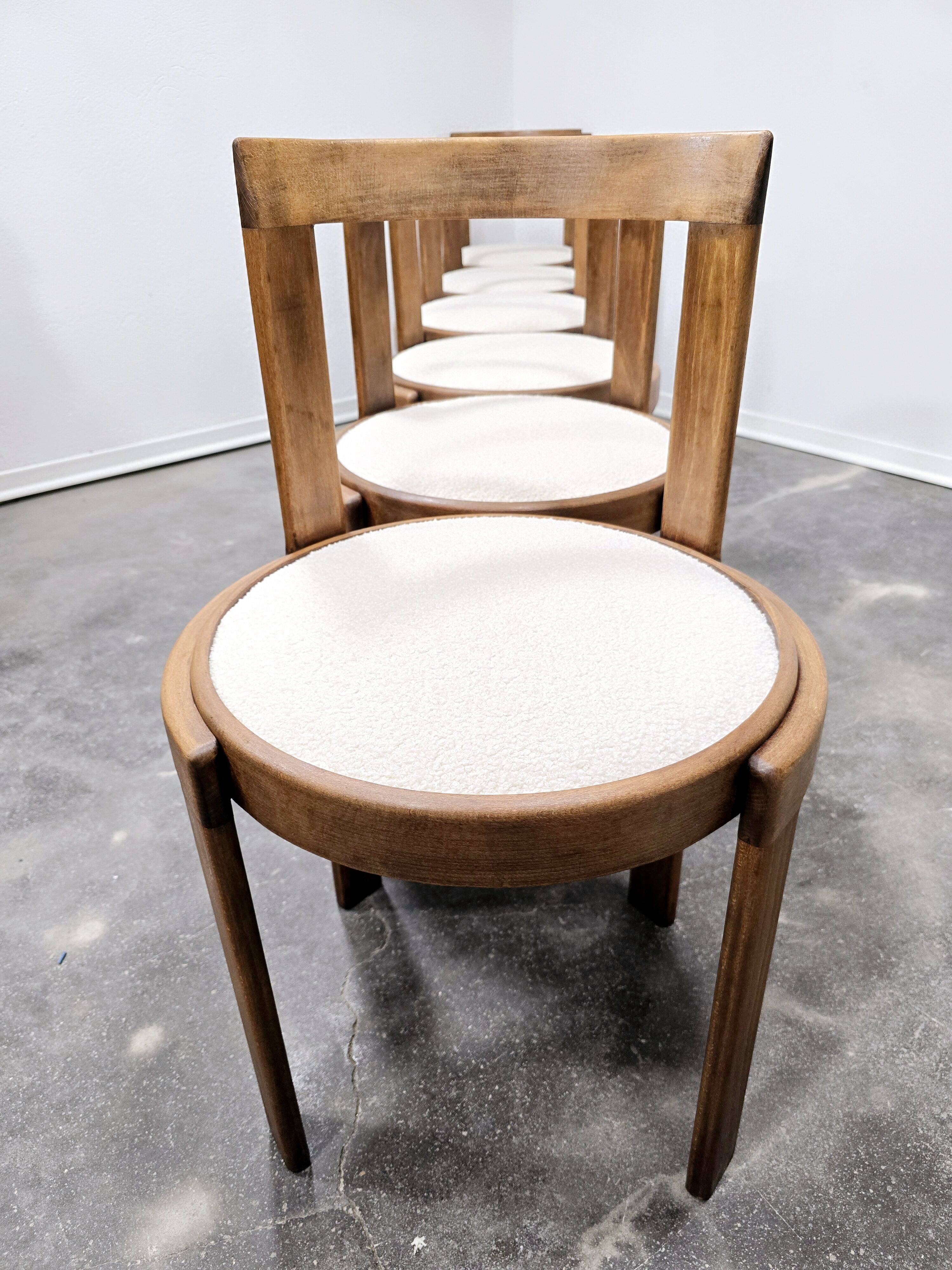 Chaises de salle à manger en bois courbé des années 1960, lot de 6