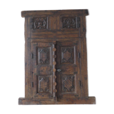 Antique carved wooden window and shutter from Rajasthan