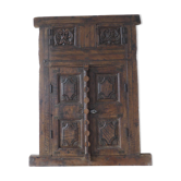 Antique carved wooden window and shutter from Rajasthan