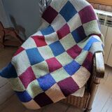 Hand knitted patchwork plaid