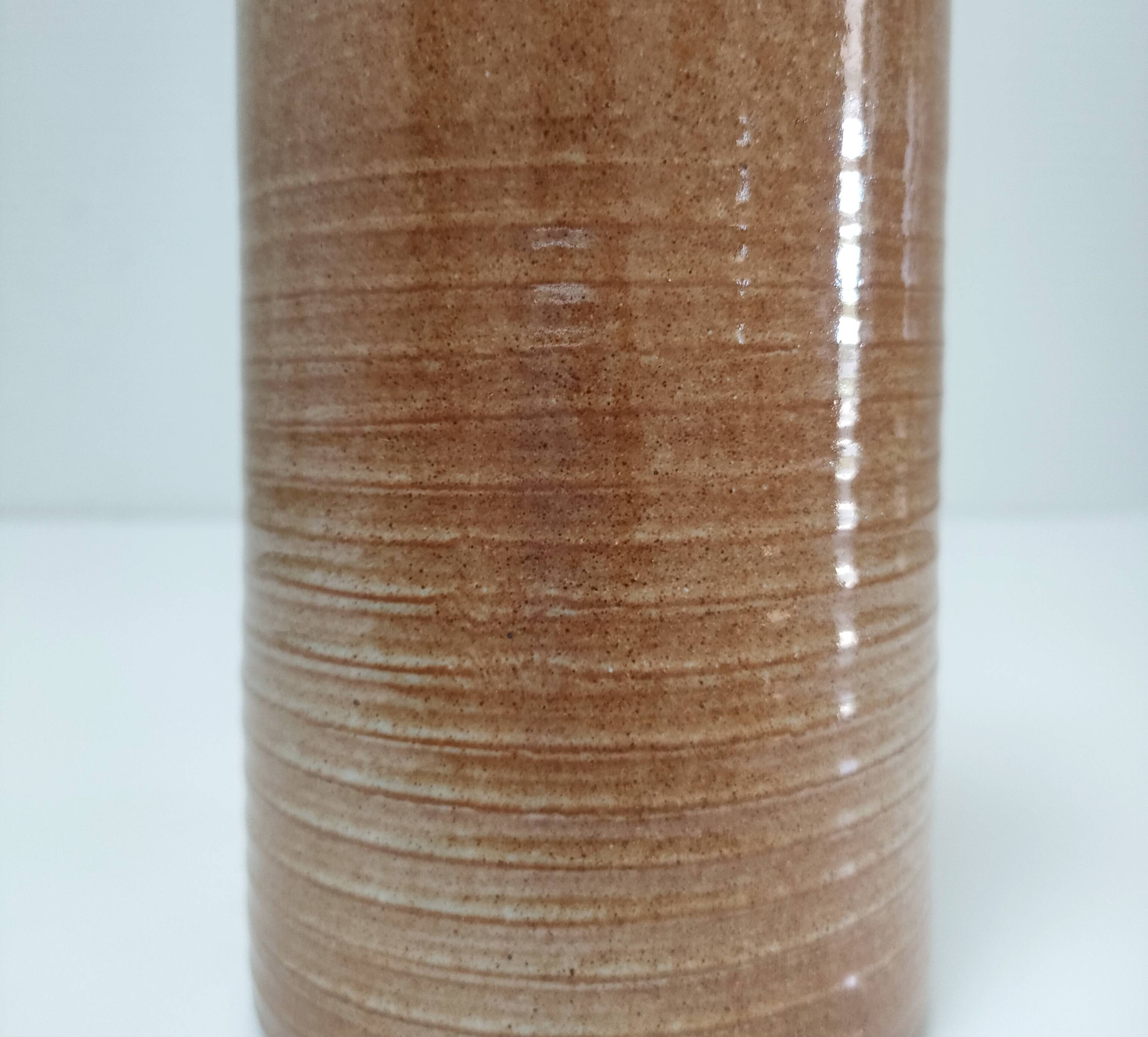 Lamp foot glazed stoneware ochre and vintage cylindrical cream