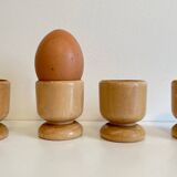 4 vintage turned wooden egg cups