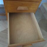 Vintage modernist desk - 5 drawers - shelf - 1950s - closure mechanism