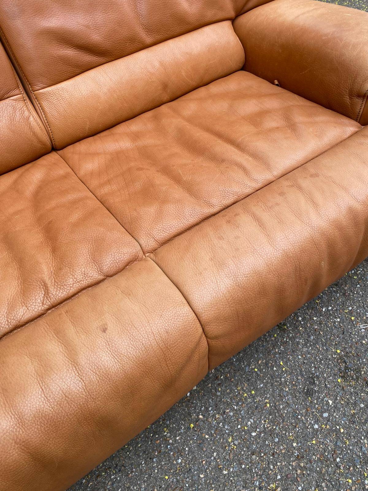 Scandinavian 2-seater canapé in genuine leather from De Sede, Switzerland, 150cm.