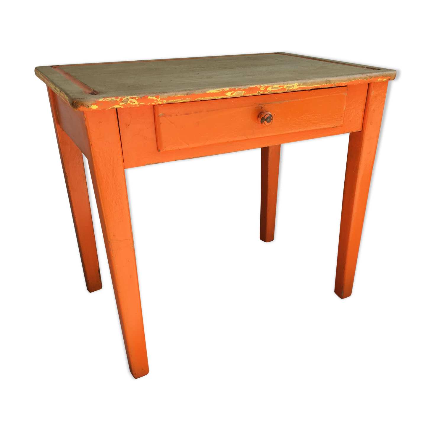 Wooden wooden desk orange base