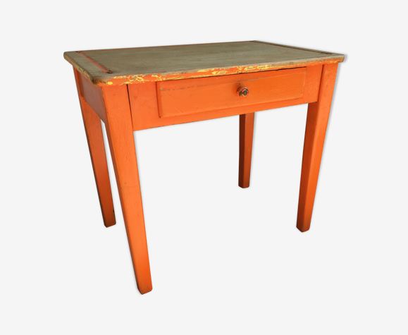 Bureau enfant en bois piètement orange