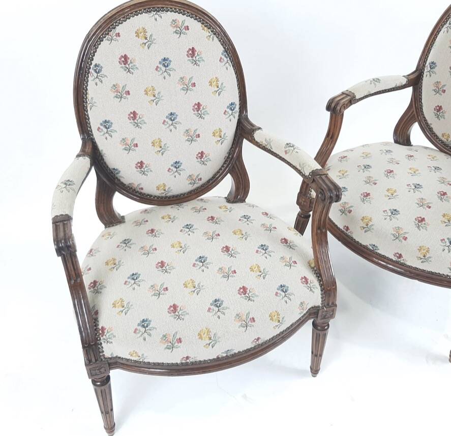 Pair of Louis XVI style armchairs