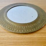 Hammered brass mirror from the 70s, 28 cm