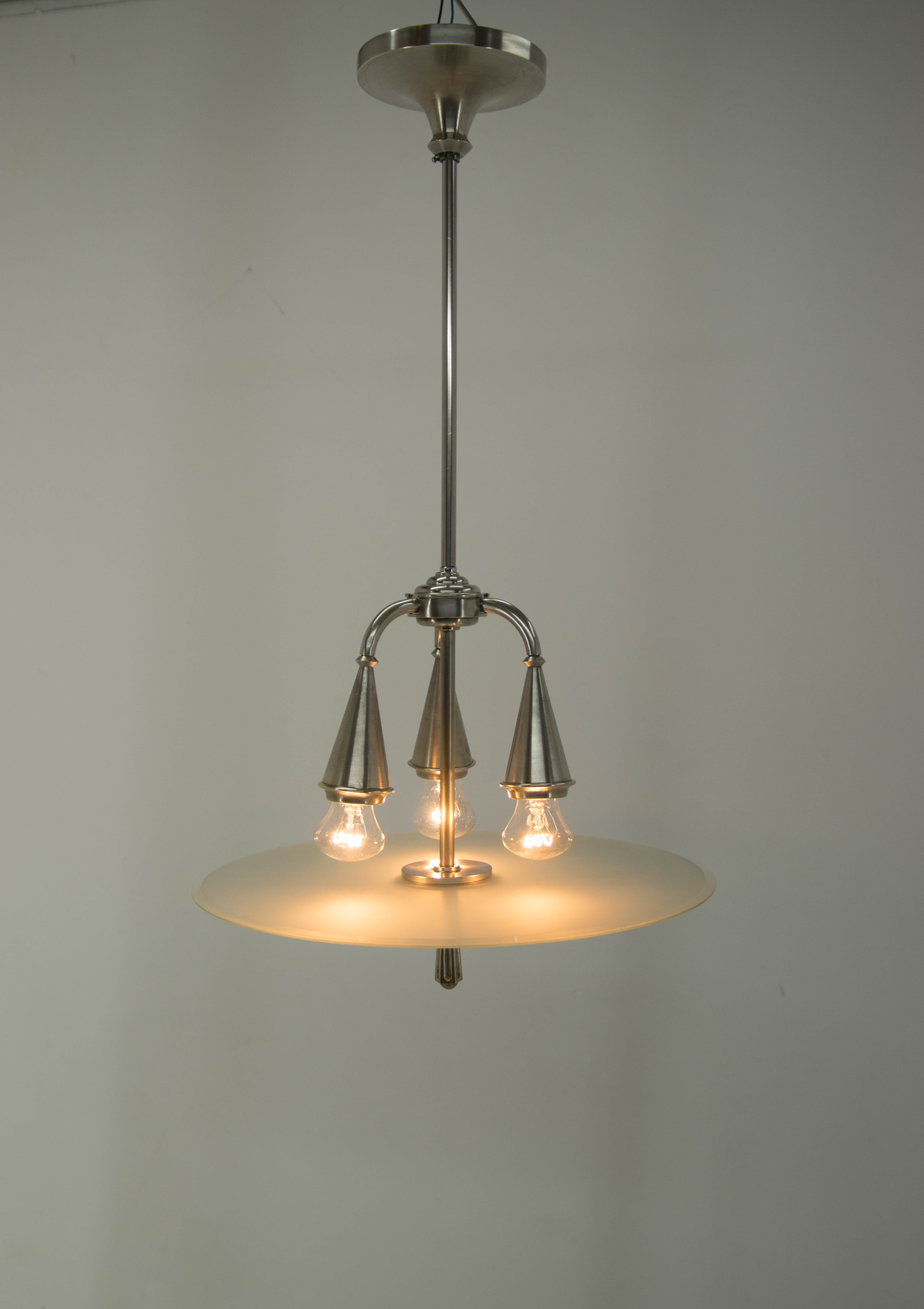 Art Deco Nickel-plated Chandelier, 1920s