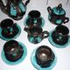 Service café-thé Vallauris noir et turquoise