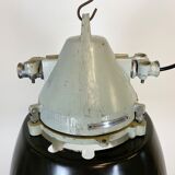 Grey cast aluminium explosion proof lamp with black enameled shade