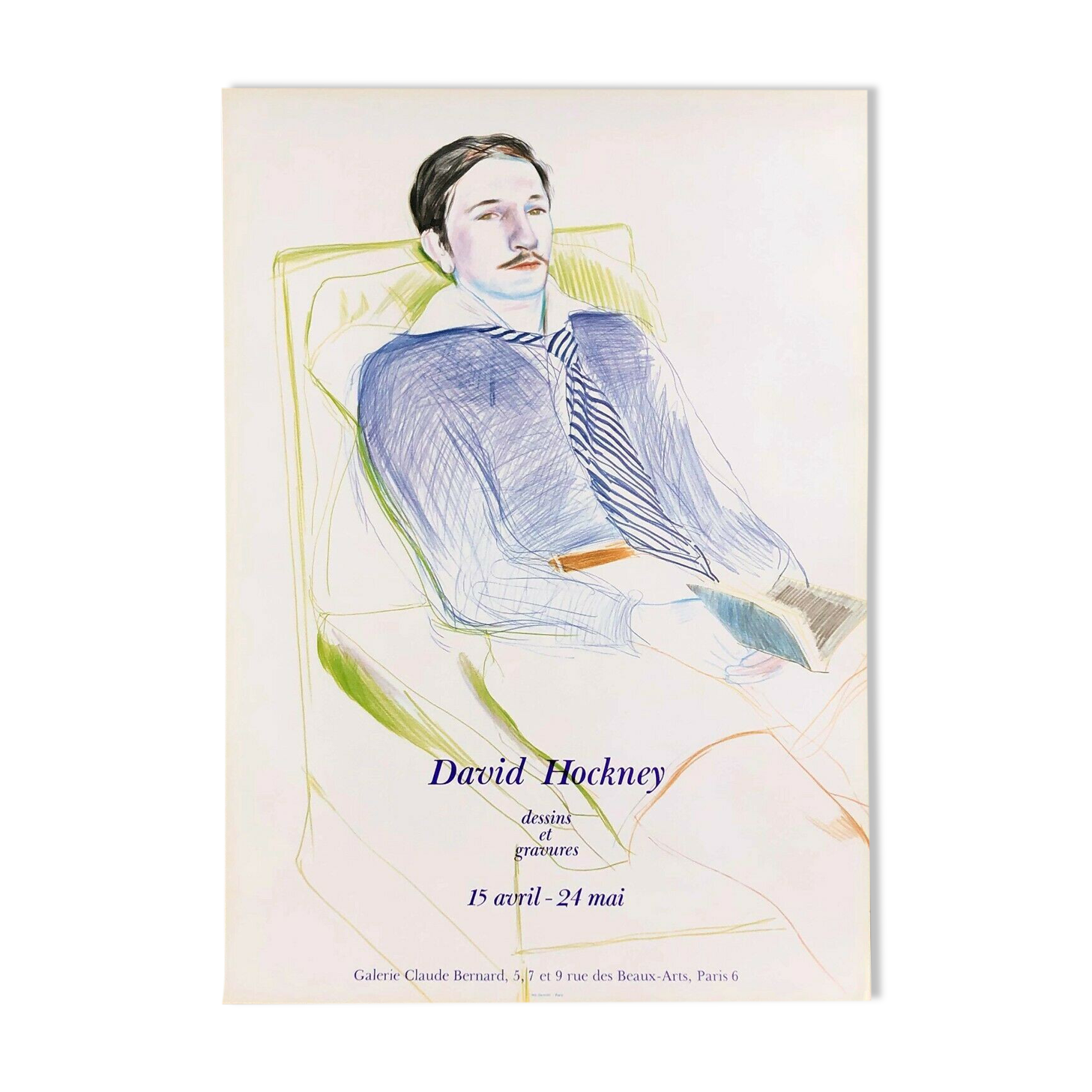 David Hockney lithograph portrait of Jacques de Bascher 1975