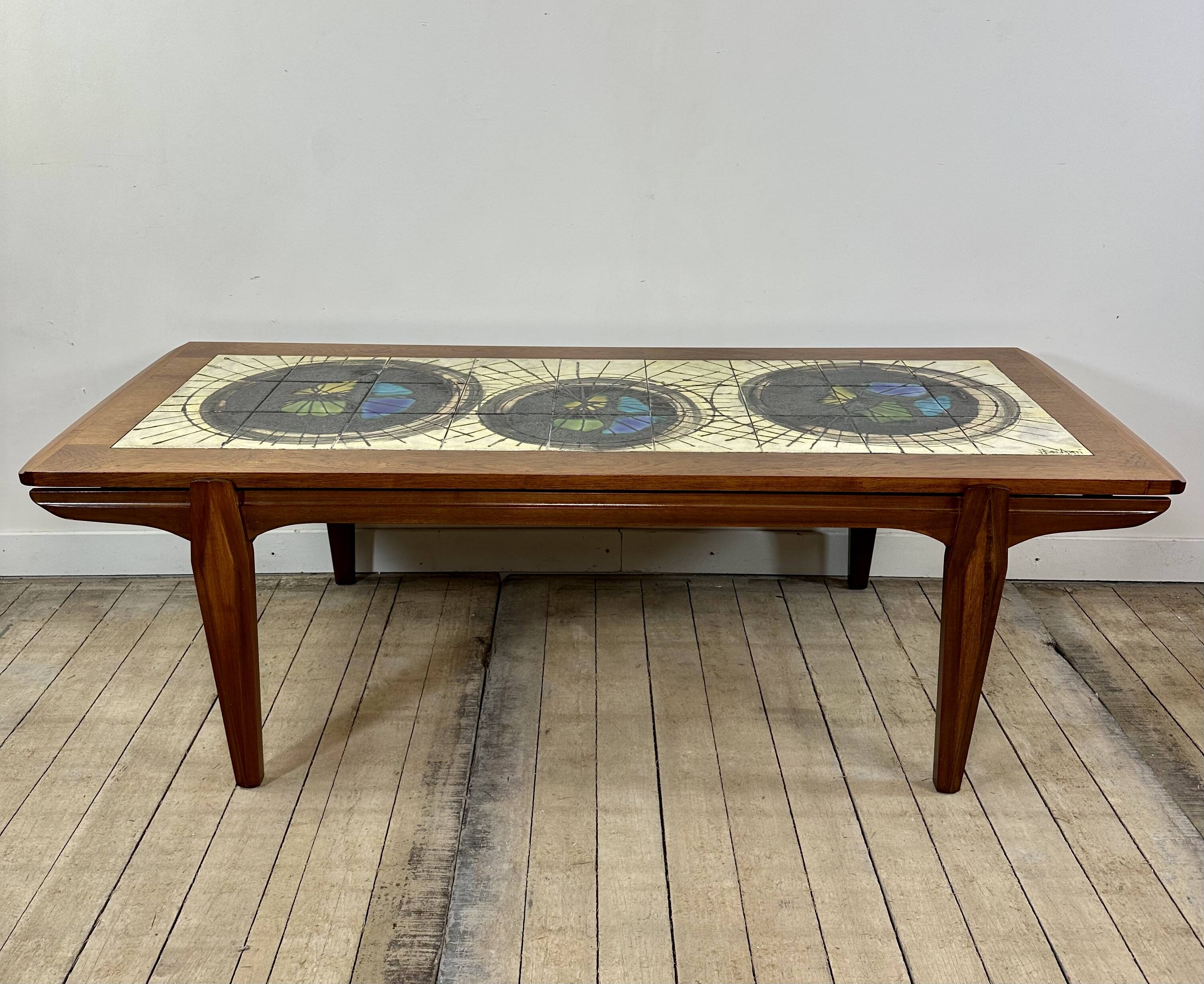 Teak coffee table with lava ceramic by j.belarti 1960