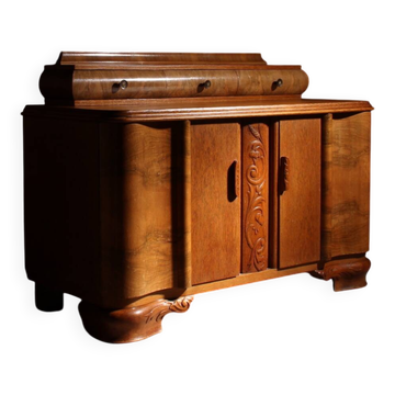 Art Deco Sideboard with Superstructure in Oak and Walnut | Germany 1920s
