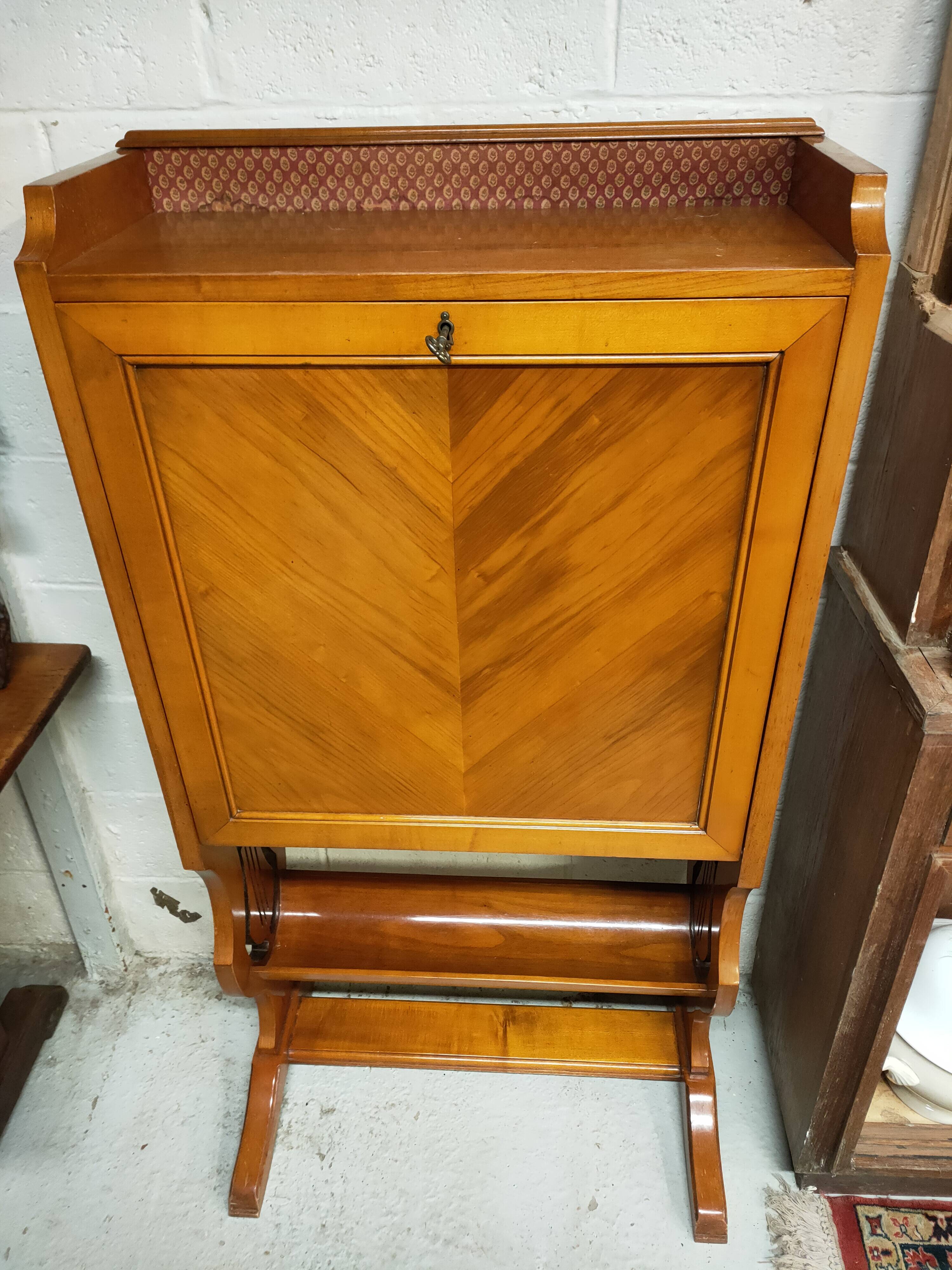 cherry wood secretary with lyre base from the 50s-60s