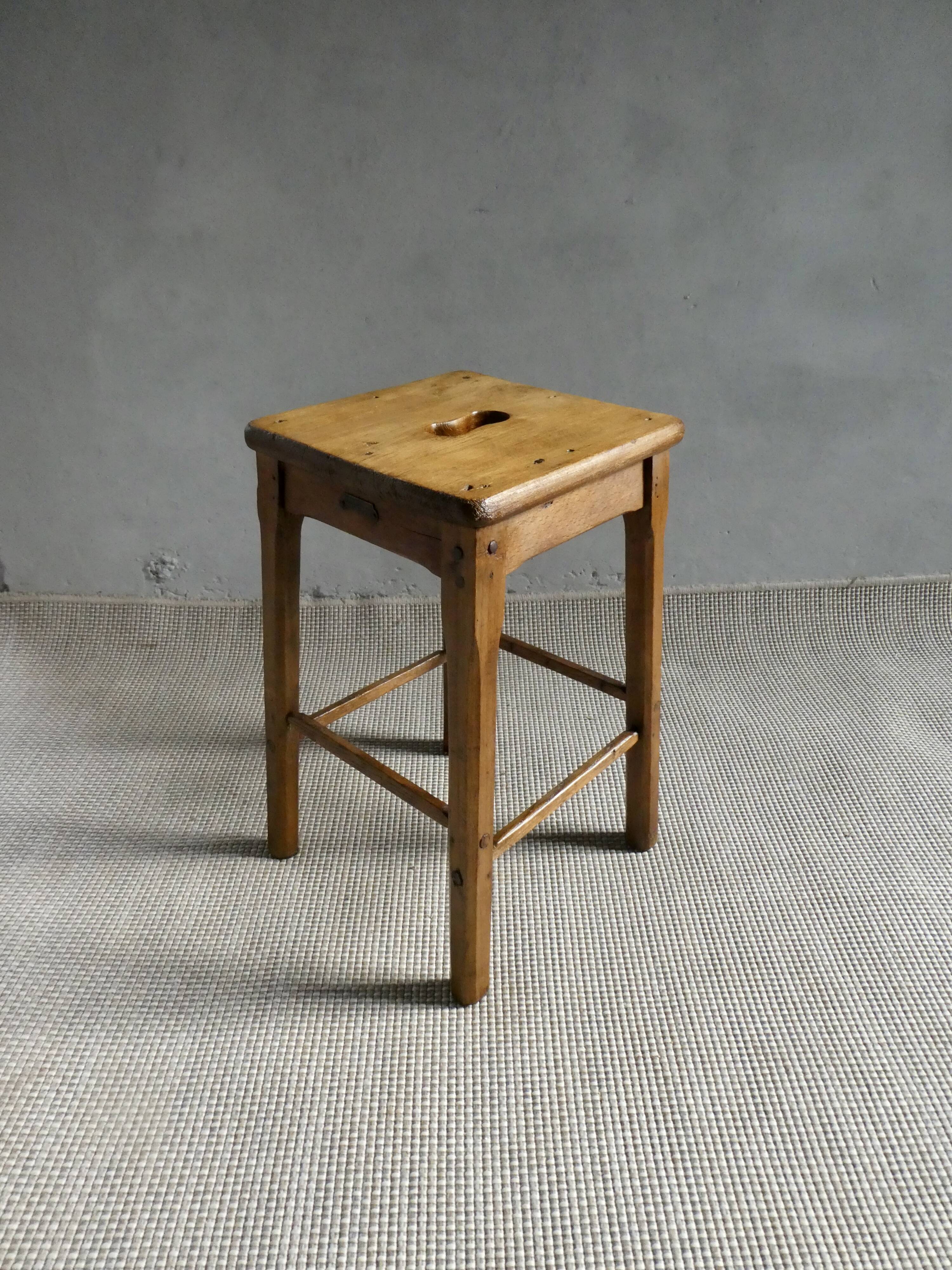 Wooden school stool, Marcel Roy Paris school furniture