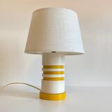 Vintage lamp in lacquered wood yellow and white