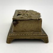 Old brass stamp box, floral decoration - twentieth century