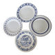 4 vintage mismatched flat plates in blue and white earthenware porcelain - Lot Emma
