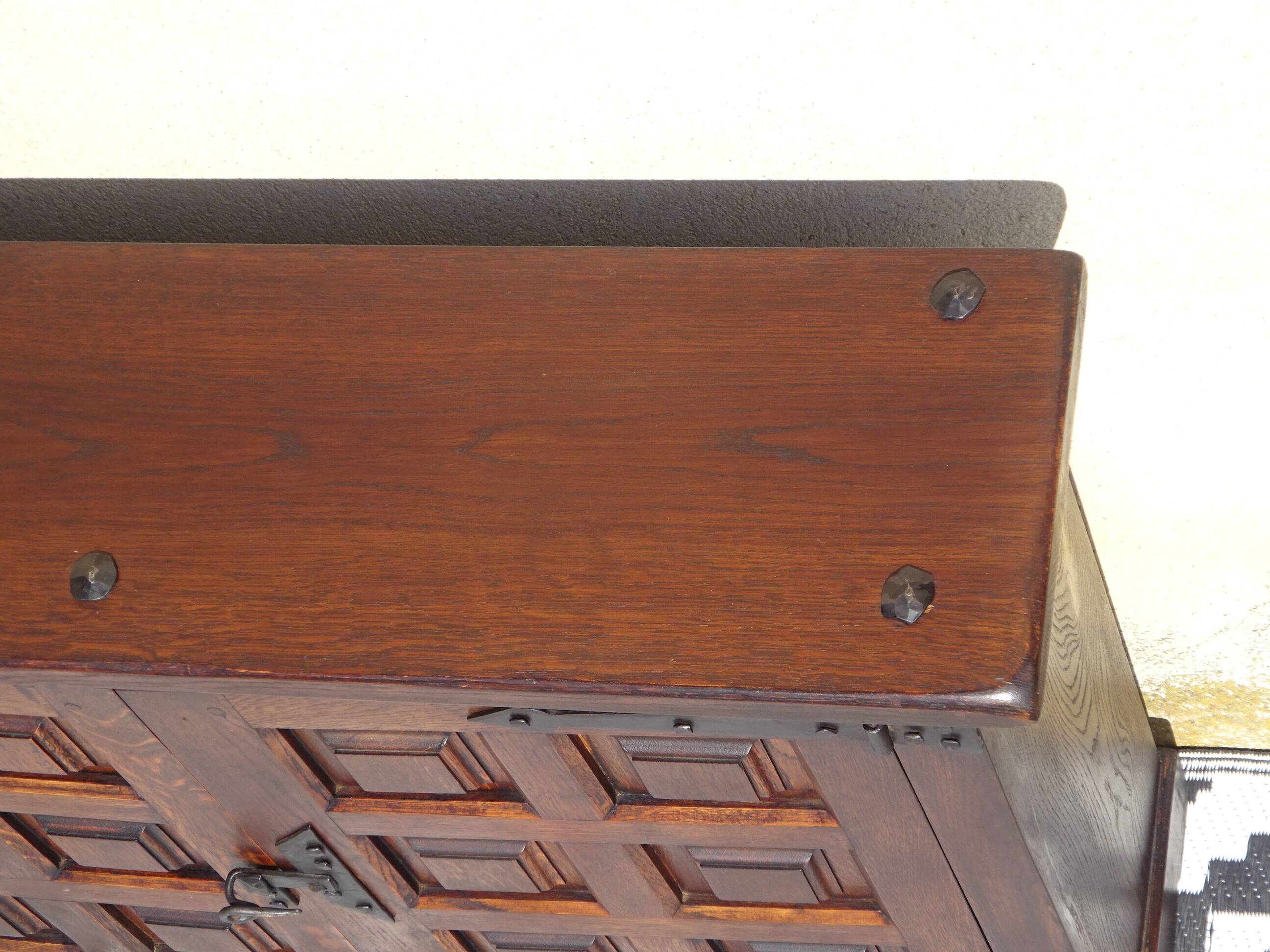 Shallow solid oak sideboard