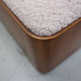 Vintage triangular plywood with boucle-fabric sit element / Ottoman, 1970s