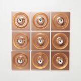 Set of nine wall lamps copper Klaus Hempel for Kaiser Leuchten 1970