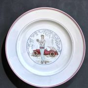 Vintage italian plate primula, art deco design, 1970s-80s.