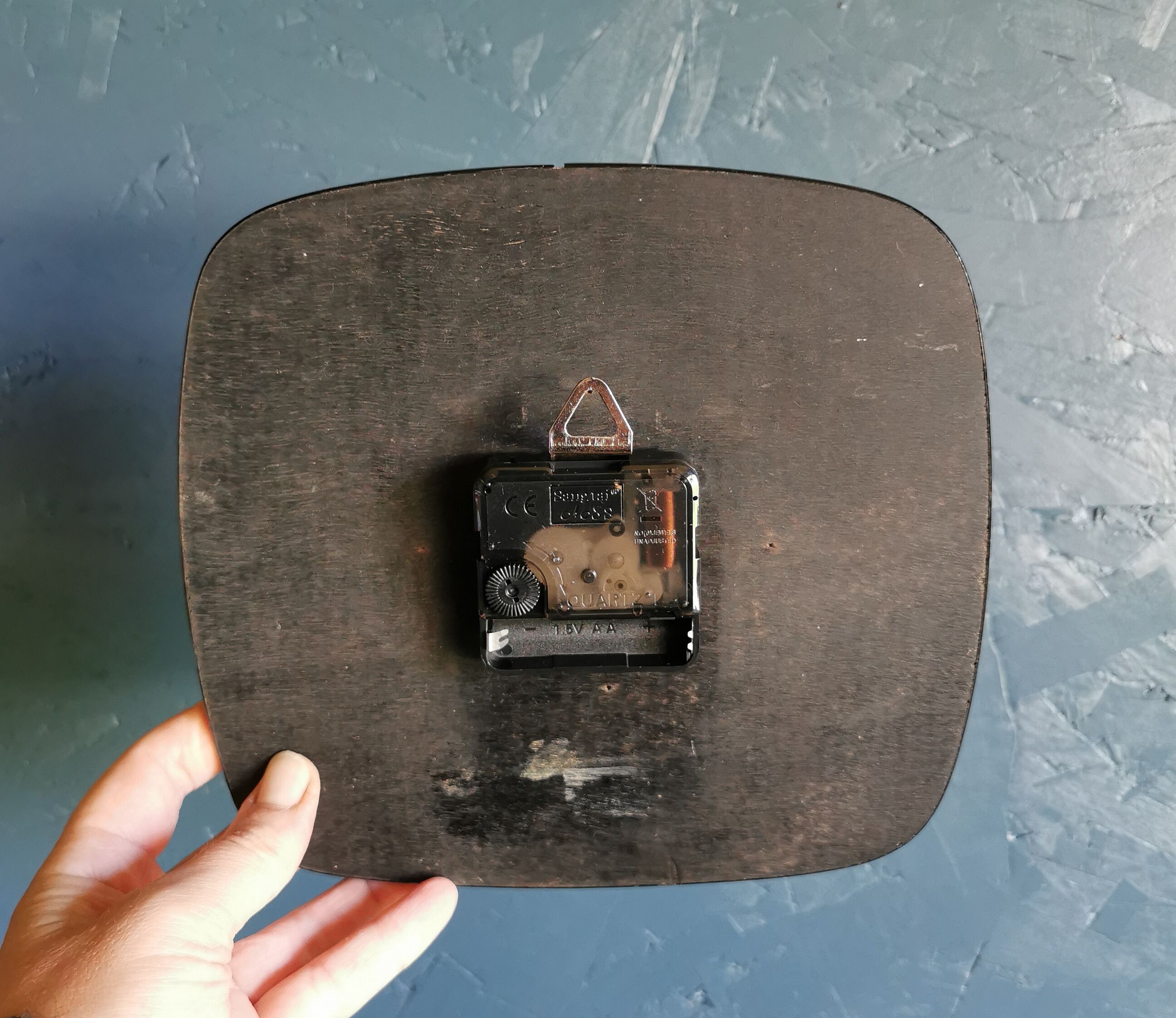 Vintage formica clock rectangular silent wall clock "Gray Galion"