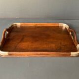 Old tray in wood and brass