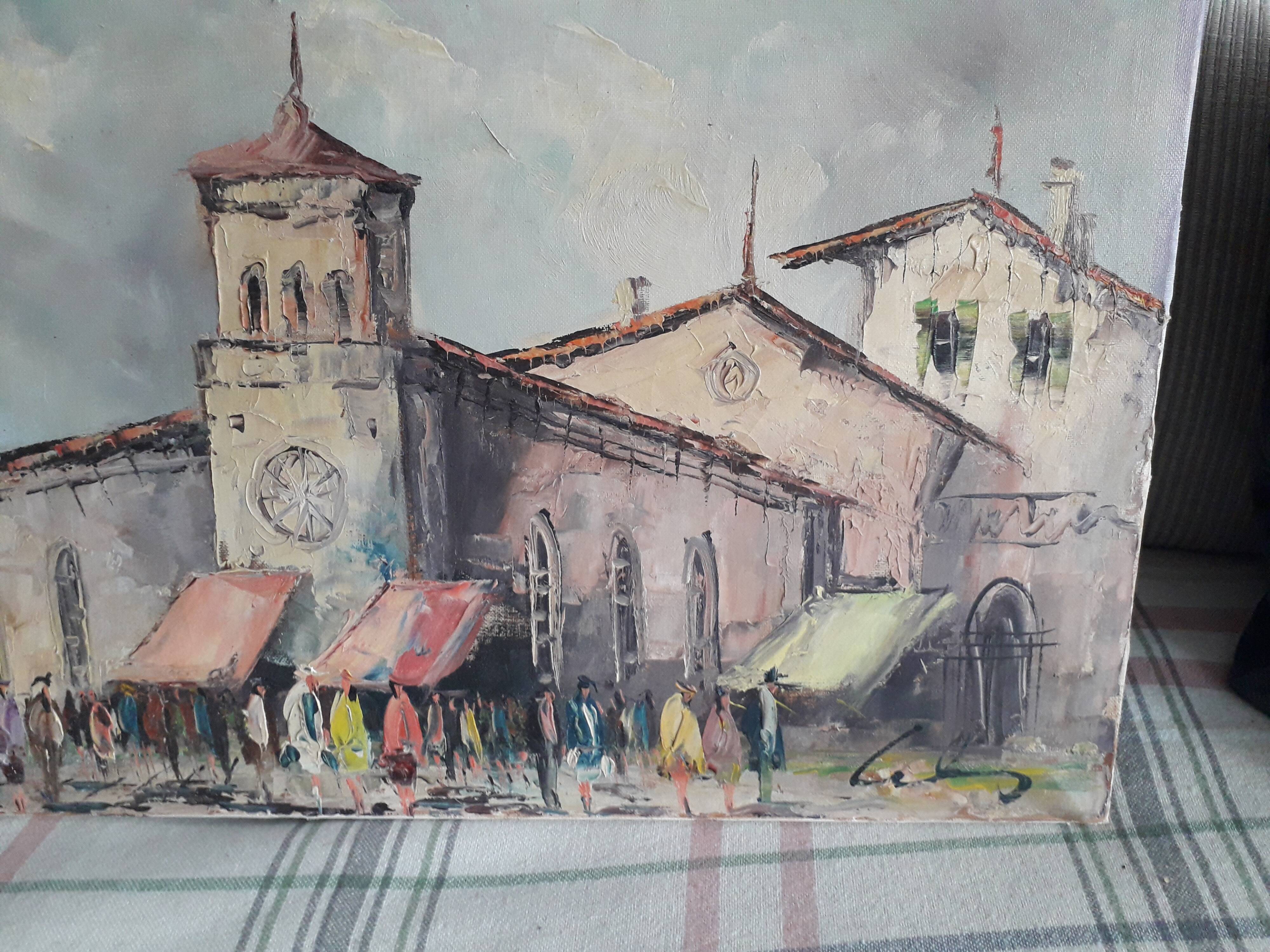 Antique Italian oil painting on canvas