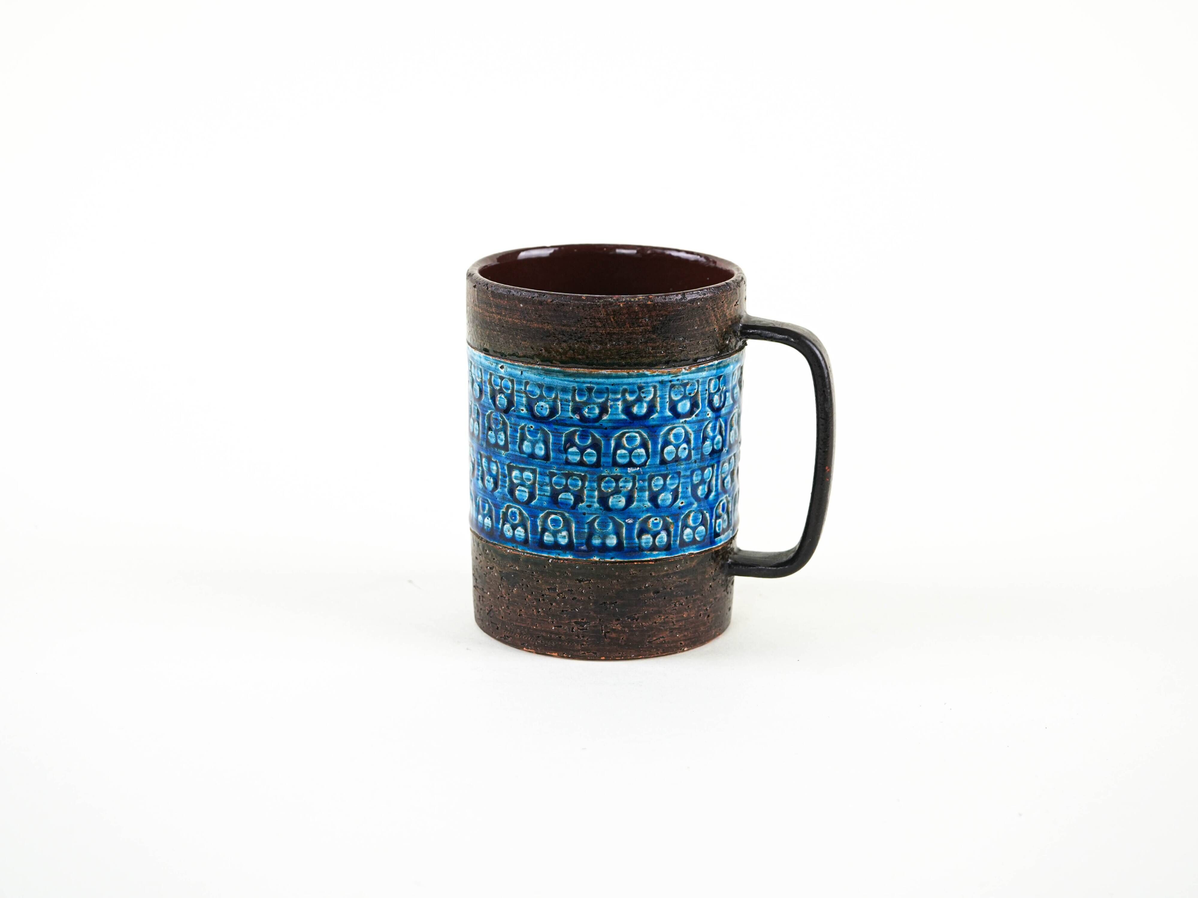 Trifoglio Blue ceramic mug, Italian design, 1960s, designer: Aldo Londi, ma