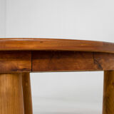 Round parquet coffee table with conical legs, spain