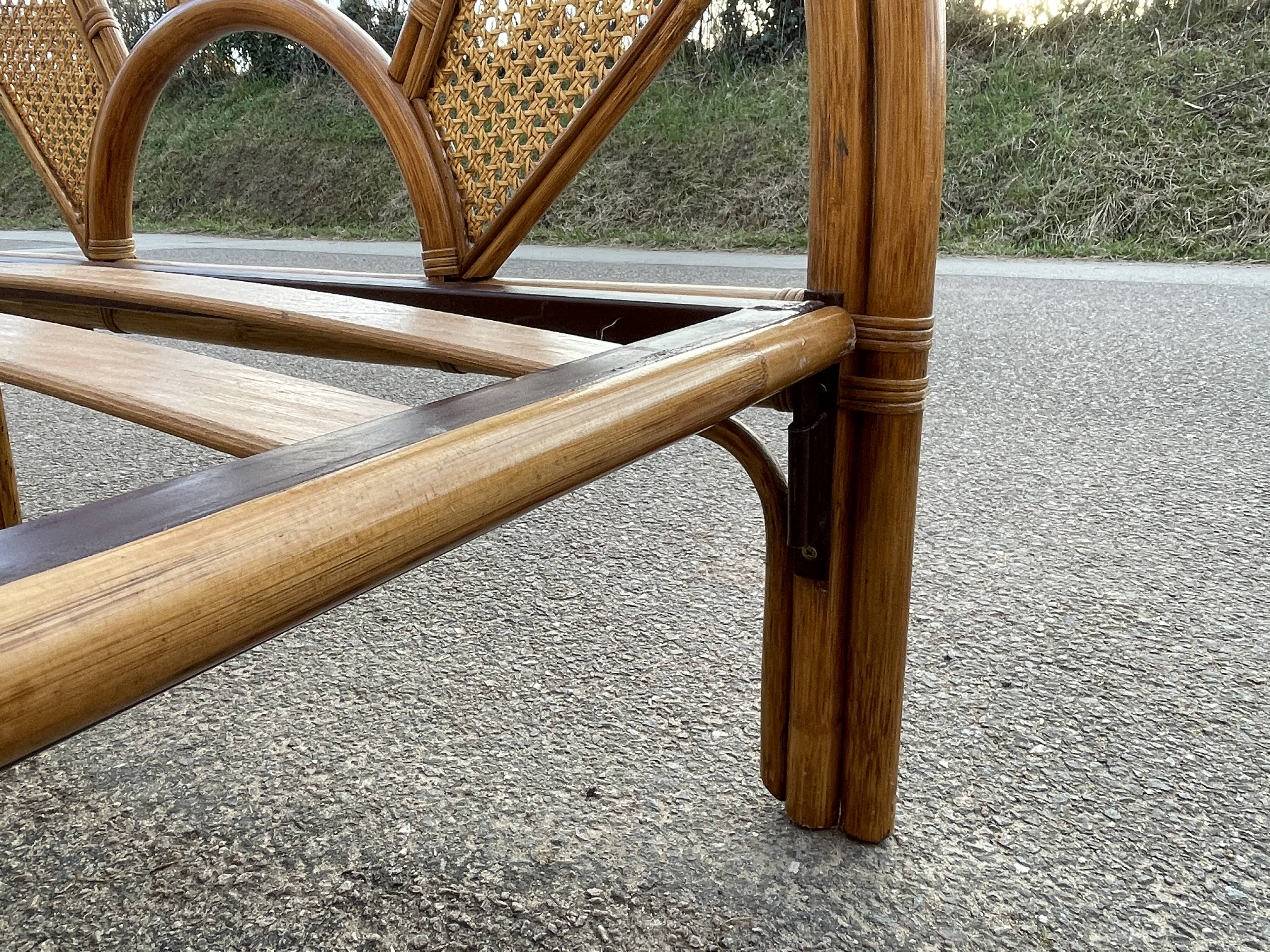Single rattan and peacock cane bed