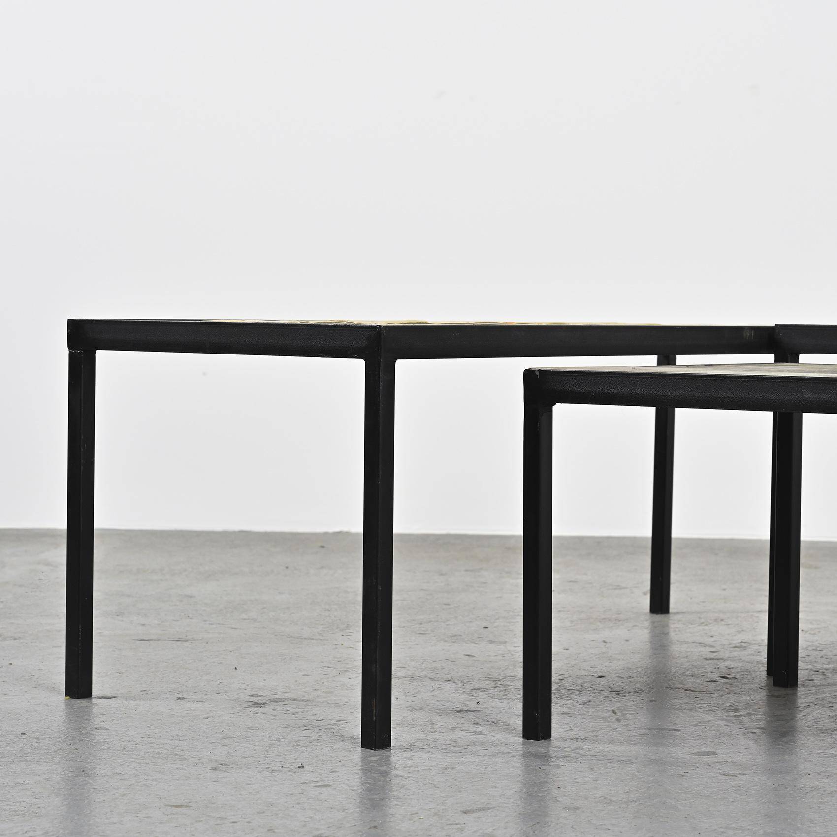 Three ceramic coffee tables by Les 2 Potiers, France, circa 1965