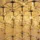 Bohemian flush-mount light in textured glass & brass, 1960s