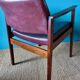 Pair of armchairs in Rio rosewood and plum leather, Denmark 1960