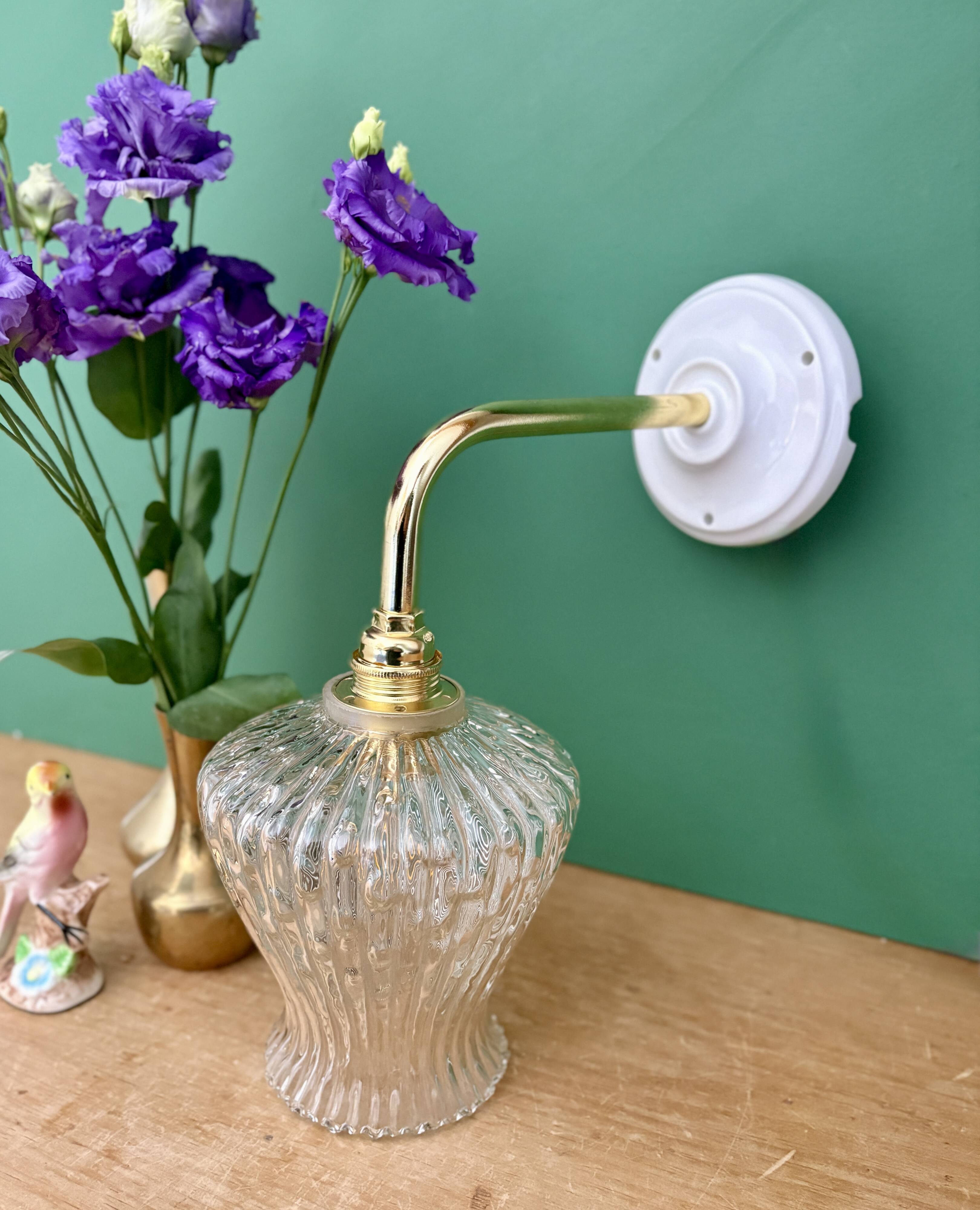 Vintage glass tulip wall light