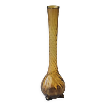 Vintage amber glass bud vase