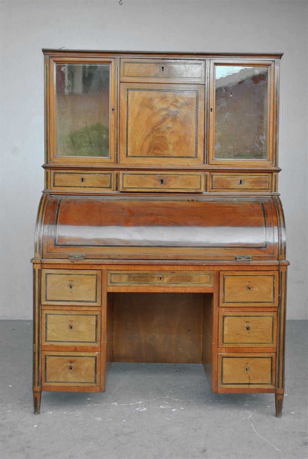 Time's roll-top desk Louis XVI, directoire era end 18th century mahogany