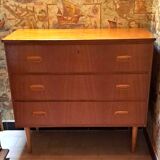 Scandinavian teak chest of drawers 1970 with 3 drawers