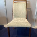 Set of 2 chairs and 2 armchairs in wood and gray velvet