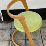 Mid century pine half circle chair