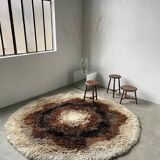 Round vintage wool rug