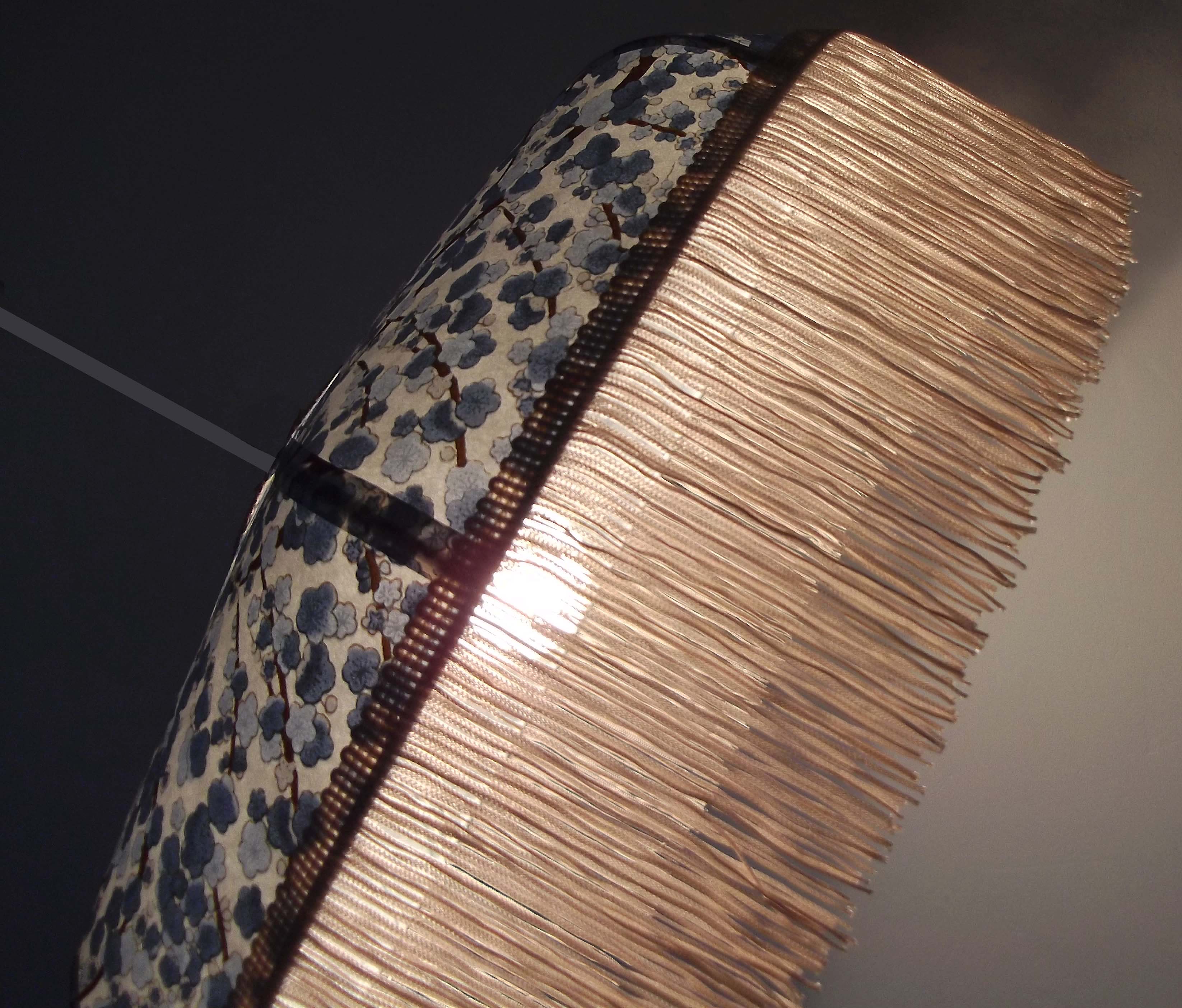 Japanese paper hanging lamp with fringe "Mona"