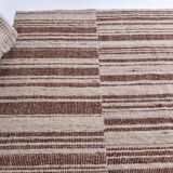 215x300 cm orange beige wool kilim rug, 7x10 terracota kilim rug.