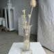 Art deco style flared neck pedestal vase in blown glass