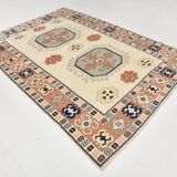 7x10 Vimtage Beige Orange Large Area Vintage Rug, 203x292 Cm