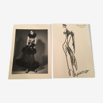 Christian Dior, press fashion illustration and vintage photography "autumn collection - winter 1986"
